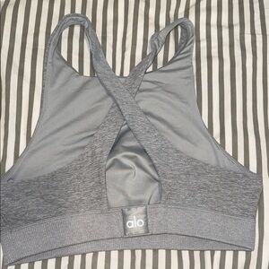 ALO Yoga Heather Gray Cross-Back Sports Bra